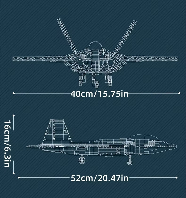 F‑22 Raptor – Dimensions du modèle – Kit blocs