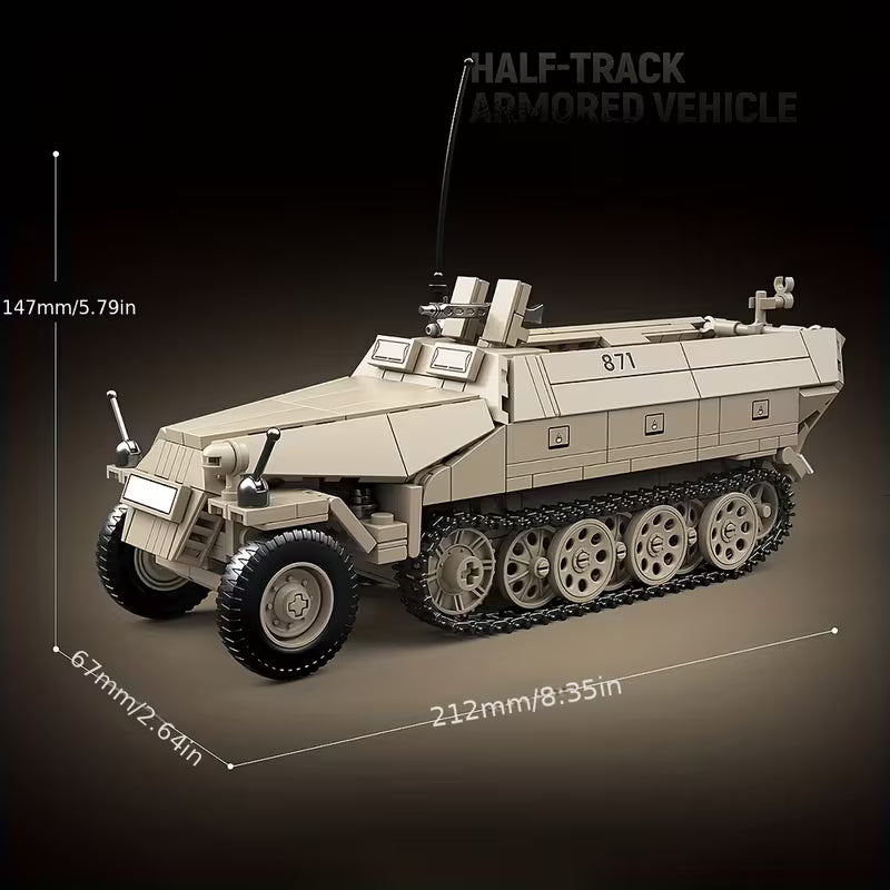 Halftrack allemand vue dimensison Battlebricks