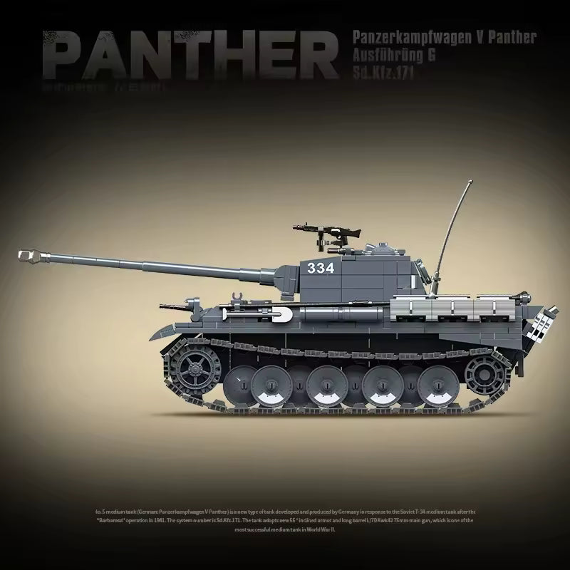 Char Panther vue côté Batltebricks