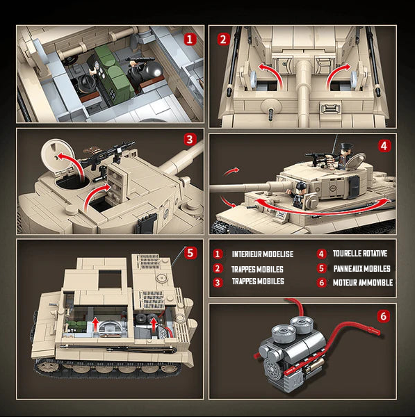 Tigre1 vue détails parties amovibles Battlebricks