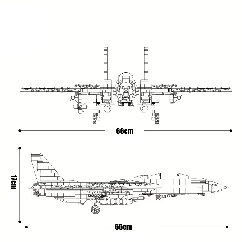 F‑14 Tomcat – Dimensions du modèle – Kit blocs