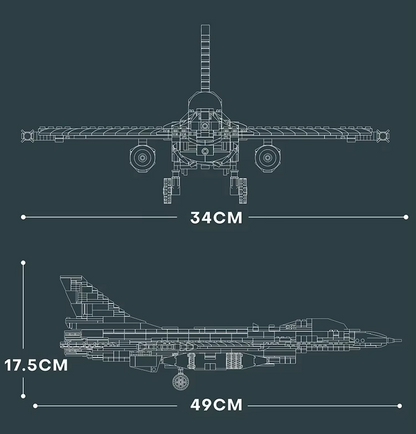 F‑16 Fighting Falcon – Dimensions du modèle – Kit blocs