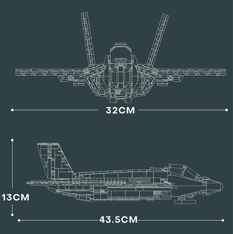 F‑35 Lightning II – Dimensions du modèle – Kit blocs