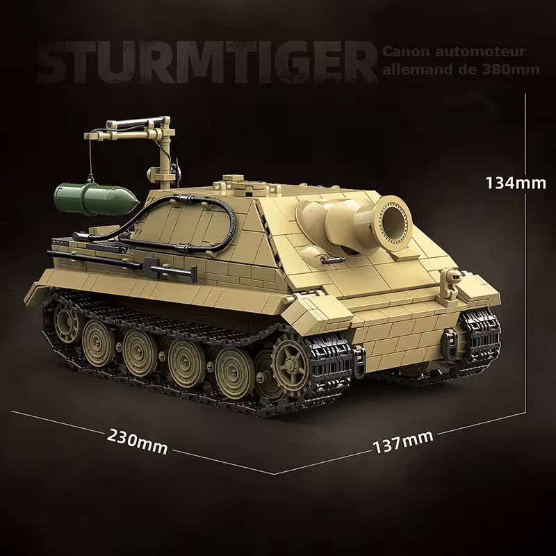 sturmtiger ww2 en briques avec les dimensions battlebricks