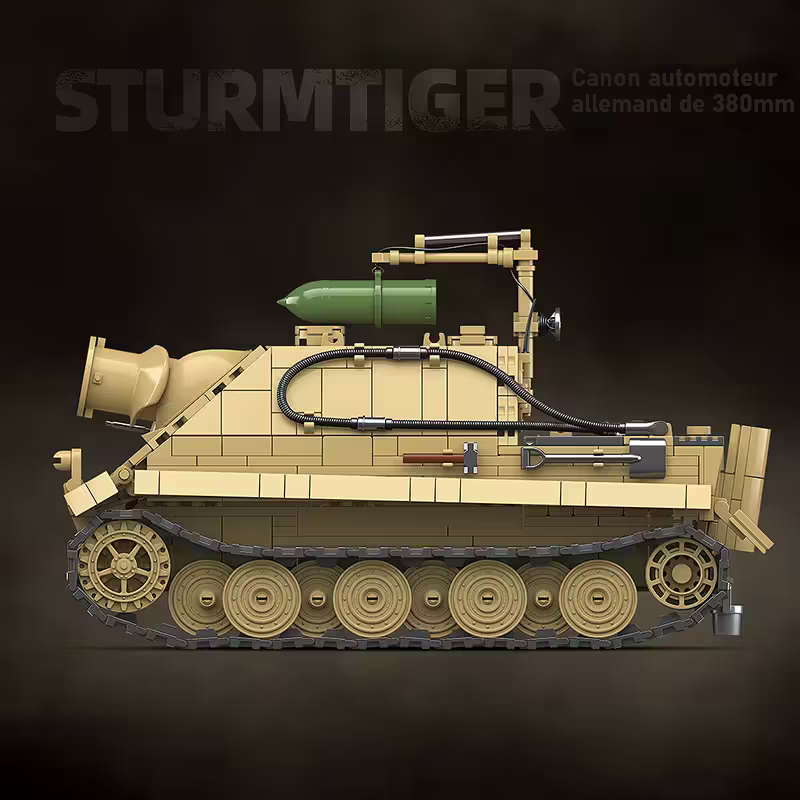 sturmtiger ww2 en briques vue du côté battlebricks