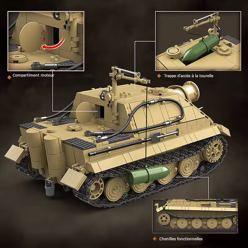 sturmtiger ww2 en briques vue des détails battlebricks